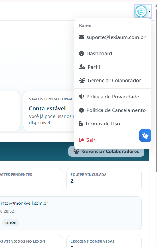 Visão geral do perfil do usuário na LexIA™